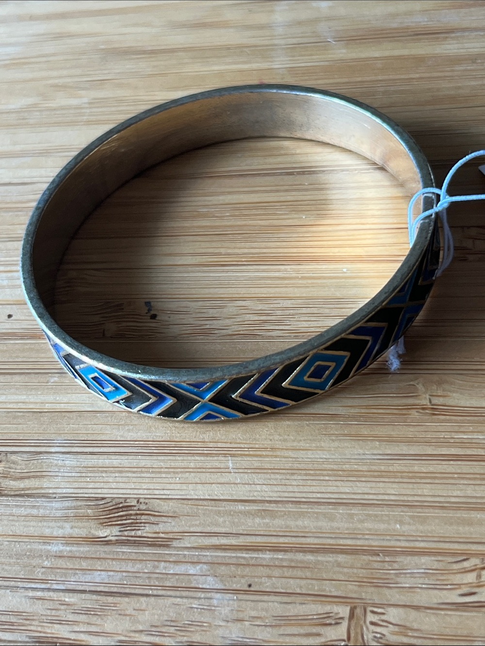 20 Black Blue And Gold Patterned Cuff Bracelet